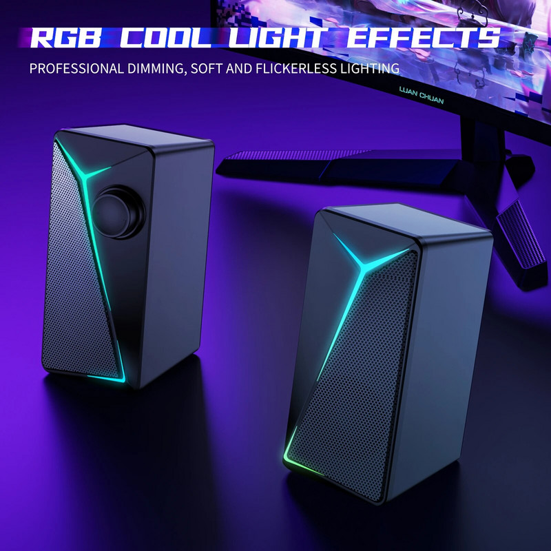 NAUJAS PC kompiuterio USB laidinis garsiakalbis su RGB geležies tinklelio lazeriniu žemųjų dažnių garsiakalbiu stereo nešiojamu žaidimų nešiojamojo kompiuterio garsiakalbiu