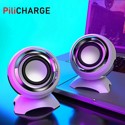 USB AUX laidinis mini kompiuterio garsiakalbis Žemųjų dažnių stereofoninis garsiakalbis nešiojamam staliniam telefonui 6 W Galingas garso daugialypės terpės garsiakalbis