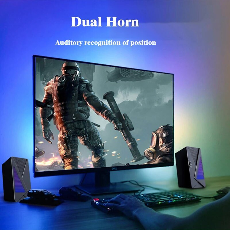 COOMAER RGB kõlarid Anvil Aux 3,5 mm Bluetooth Stereo Surround Music Gaming Sound Bar arvuti lauaarvuti kõlaritele