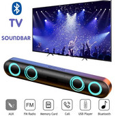 Nešiojamas namų kino aidas sieninis 3D stereofoninis belaidis žemųjų dažnių garsiakalbis RGB LED spalvinga blykstė Barra De Sonido Para TV Bluetooth garsiakalbis