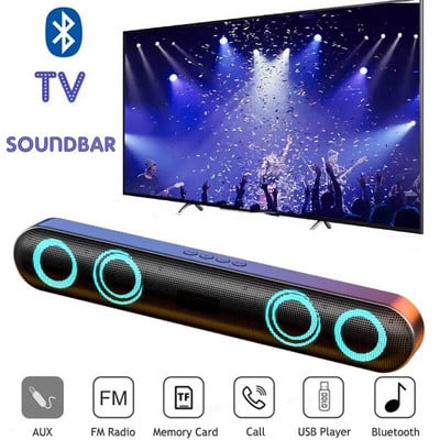 Hordozható házimozi visszhangfali 3D sztereó vezeték nélküli mélynyomó RGB LED színes vaku Barra De Sonido Para TV Bluetooth hangszóró