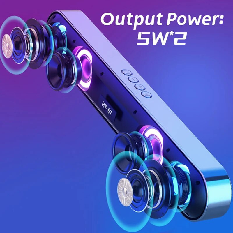 Nešiojamas namų kino aidas sieninis 3D stereofoninis belaidis žemųjų dažnių garsiakalbis RGB LED spalvinga blykstė Barra De Sonido Para TV Bluetooth garsiakalbis