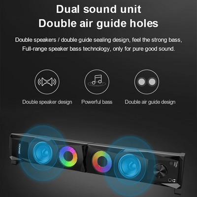 COOMAER 2u1 zvučnici za PC igre Anvil Aux 3.5mm USB Stereo 2.0 Subwoofer Soundbar Za prijenosna računala Smartphones Desktop Computer Player