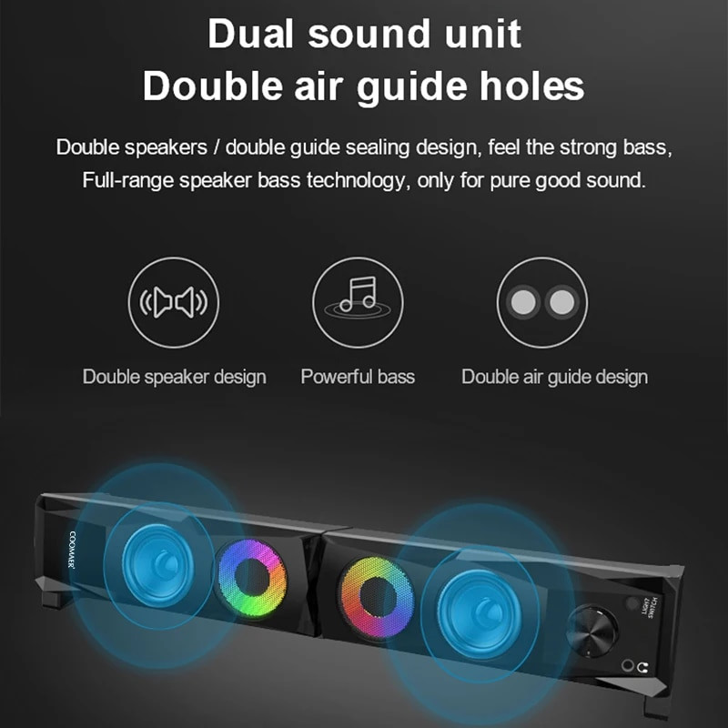 COOMAER 2u1 zvučnici za PC igre Anvil Aux 3.5mm USB Stereo 2.0 Subwoofer Soundbar Za prijenosna računala Smartphones Desktop Computer Player