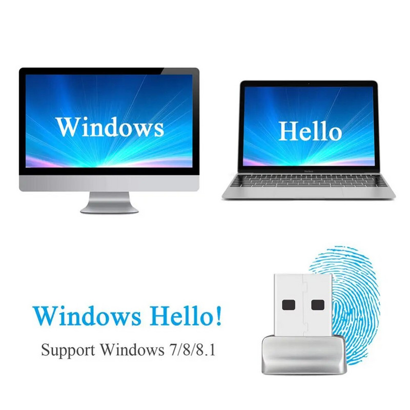 NAUJAS C tipo / USB pirštų atspaudų skaitytuvo modulis, skirtas „Windows 10 Hello“ biometrinio skaitytuvo pakabinamajai spyna, skirta nešiojamojo kompiuterio pirštų atspaudų atblokavimui