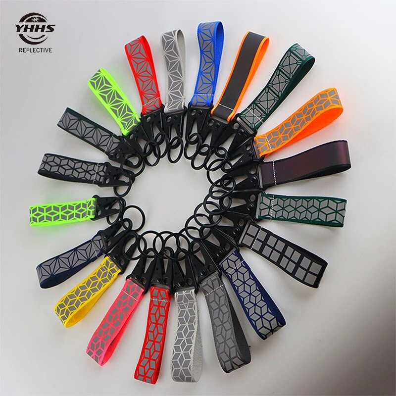 Reflexné kľúčenky s vysokou viditeľnosťou, reflexný prívesok, bezpečnostná značka premávky na nočnú cyklistiku, taška, príslušenstvo, kľúčenky do auta 10 cm