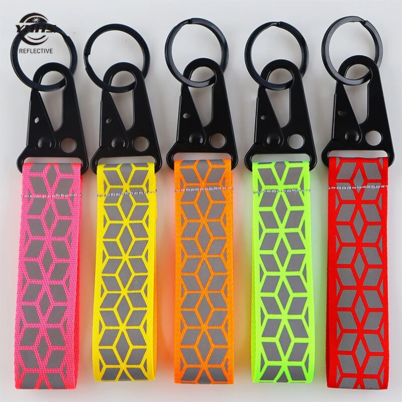 Reflexné kľúčenky s vysokou viditeľnosťou, reflexný prívesok, bezpečnostná značka premávky na nočnú cyklistiku, taška, príslušenstvo, kľúčenky do auta 10 cm