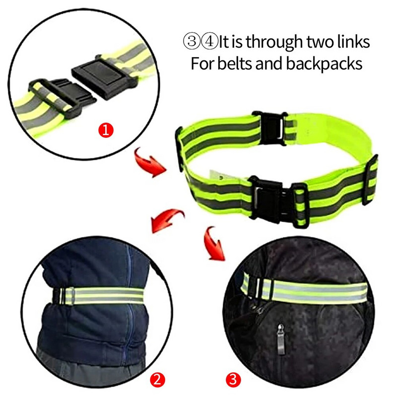 Helkurriba jooksmiseks hästi nähtav ööohutusvarustus käe randme vöökoha pahkluu jaoks reguleeritav elastne helkurvöö