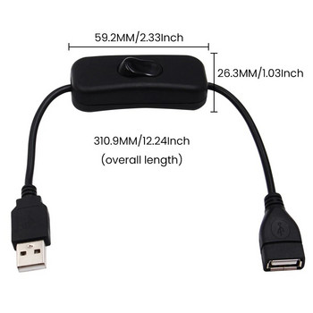 28CM USB кабел с превключвател за включване/изключване от мъжки към женски, удължителен превключвател за USB лампа, захранваща линия за USB вентилатор, адаптер за ГОРЕЩА ПРОДАЖБА
