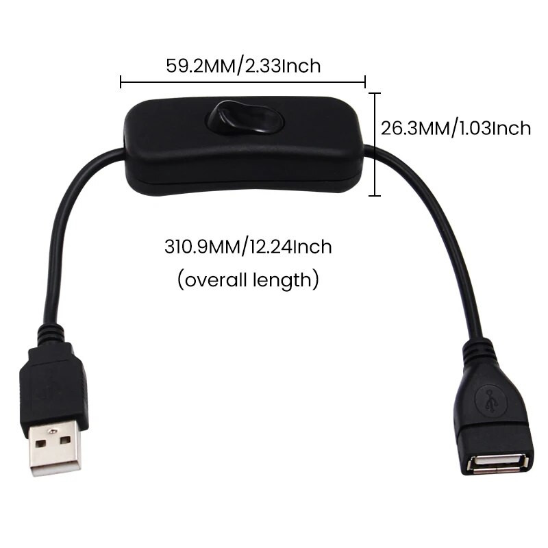 28 CM USB kabelis ar ieslēgšanas/izslēgšanas slēdža kabeļa pagarinājuma slēdzi USB spuldzei USB ventilatora barošanas līnijas HOT SALE adapteris
