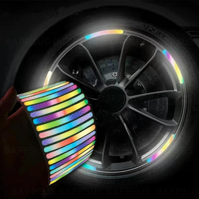Autókerékagy fényvisszaverő csíkok gumiabroncs felni színes matrica éjszakai vezetésre figyelmeztető dekoráció Fluoreszcencia biztonsági fényvisszaverő szalag