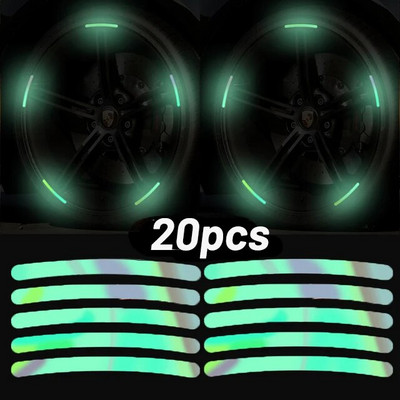 Automobilio rato stebulės šviesą atspindinčios juostelės Padangos ratlankiai Spalvingas lipdukas Naktinis važiavimas Įspėjimas Dekoracija Fluorescencinė saugos šviesą atspindinti juosta