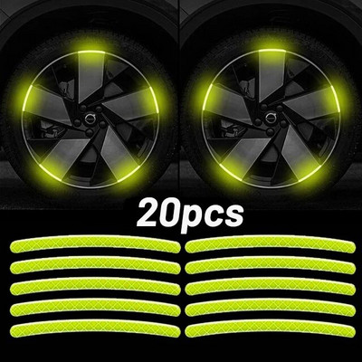 Automobilio rato stebulės šviesą atspindinčios juostelės Padangos ratlankiai Spalvingas lipdukas Naktinis važiavimas Įspėjimas Dekoracija Fluorescencinė saugos šviesą atspindinti juosta