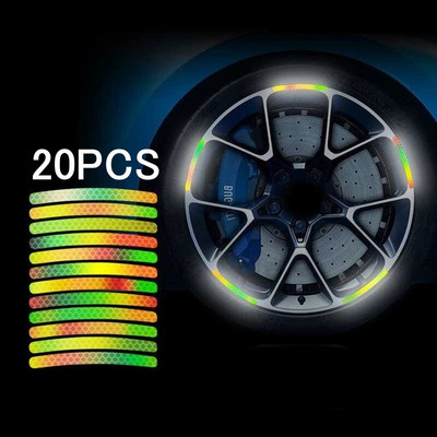 Automobilio rato stebulės šviesą atspindinčios juostelės Padangos ratlankiai Spalvingas lipdukas Naktinis važiavimas Įspėjimas Dekoracija Fluorescencinė saugos šviesą atspindinti juosta