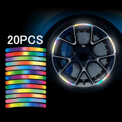 Automobilio rato stebulės šviesą atspindinčios juostelės Padangos ratlankiai Spalvingas lipdukas Naktinis važiavimas Įspėjimas Dekoracija Fluorescencinė saugos šviesą atspindinti juosta