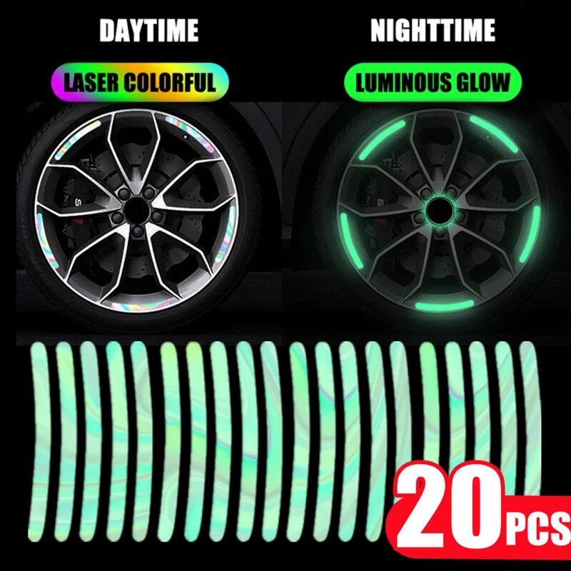 Automobilio rato stebulės šviesą atspindinčios juostelės Padangos ratlankiai Spalvingas lipdukas Naktinis važiavimas Įspėjimas Dekoracija Fluorescencinė saugos šviesą atspindinti juosta