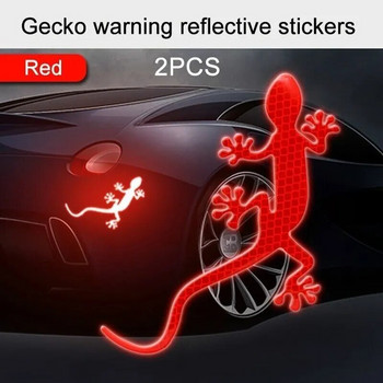 2 τμχ Ανακλαστικό αυτοκόλλητο αυτοκινήτου Προειδοποίηση ασφάλειας Gecko Strip Light Reflector Mark Cars Εξωτερικά αξεσουάρ αυτοκινήτου Προειδοποίηση νυχτερινής οδήγησης