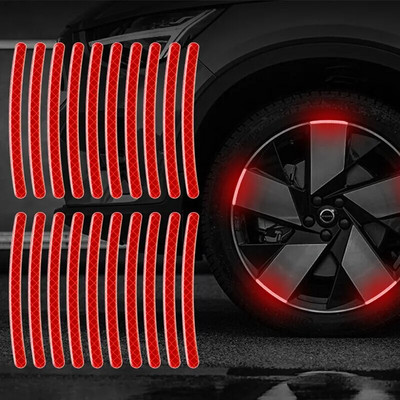 20db autógumi felni fényvisszaverő matrica éjszakai biztonsági figyelmeztető csík motorkerékpár autó kerékagy fényvisszaverő matricák matricák