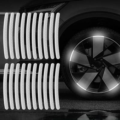20db autógumi felni fényvisszaverő matrica éjszakai biztonsági figyelmeztető csík motorkerékpár autó kerékagy fényvisszaverő matricák matricák