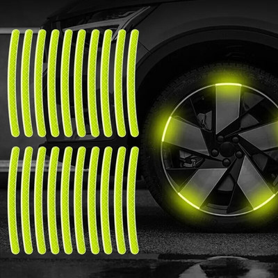 20db autógumi felni fényvisszaverő matrica éjszakai biztonsági figyelmeztető csík motorkerékpár autó kerékagy fényvisszaverő matricák matricák