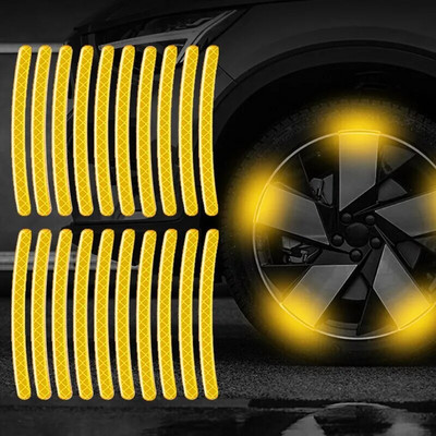 20db autógumi felni fényvisszaverő matrica éjszakai biztonsági figyelmeztető csík motorkerékpár autó kerékagy fényvisszaverő matricák matricák