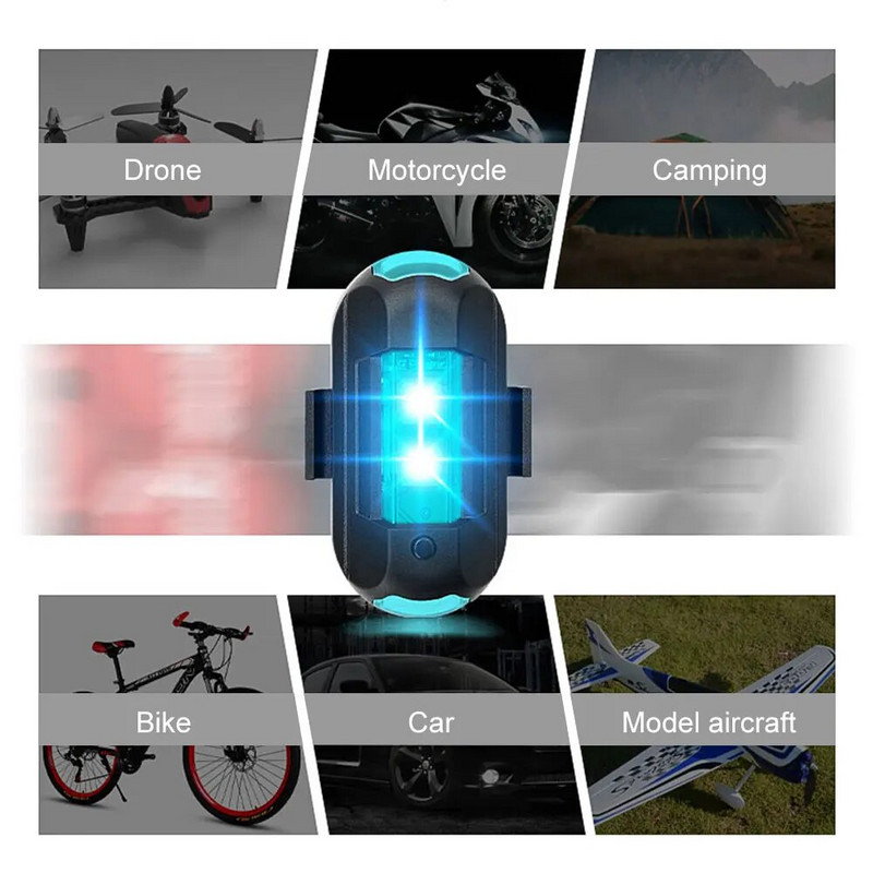 Universali 7 spalvinga LED orlaivio blykstinė lemputė, motociklo prieš susidūrimą įspėjamoji lemputė su USB įkrovimo posūkio signalo indikatoriumi