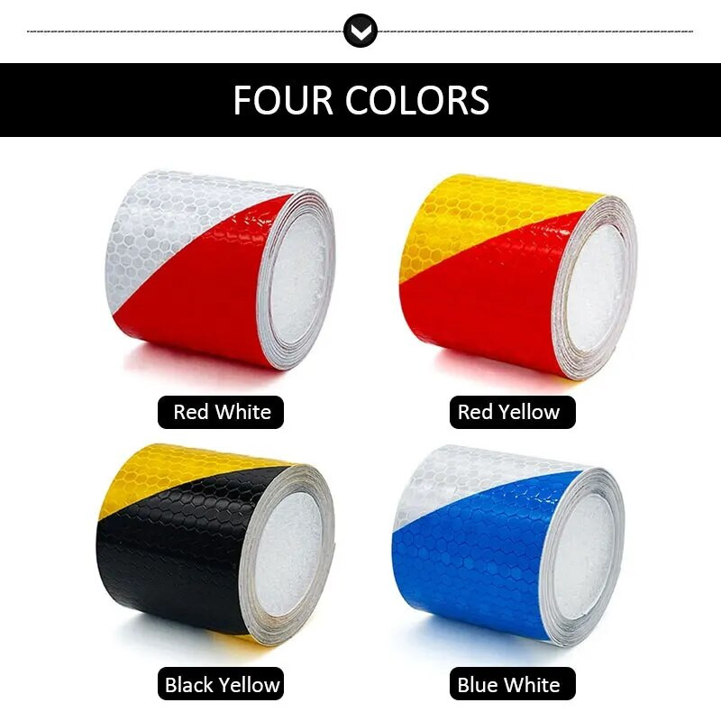 5cm * 3m Bandă reflectoare pentru mașină Bandă imprimată reflector PVC Film reflectorizant Avertizare de siguranță în trafic pentru Camion, Biciclete, Decorare mașină