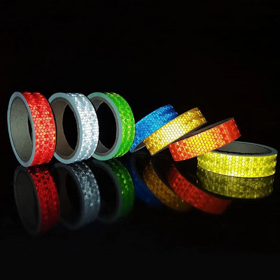 2,5cmx5m jalgratta helkurlint veekindel ohutushoiatuskleebis Valge punane kollane fluorestseeruv roheline sinine helkurid asjade jaoks