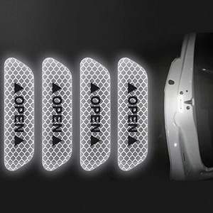 4 vnt / rinkinys automobilio durelių lipdukai Universali juosta, įspėjamasis saugos ženklas ATIDARYTA Aukštą šviesą atspindinti juosta Automatinės vairavimo saugos šviesą atspindinčios juostelės