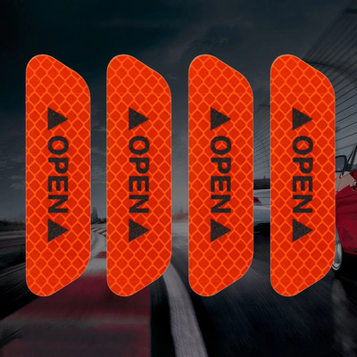 4 vnt / rinkinys automobilio durelių lipdukai Universali juosta, įspėjamasis saugos ženklas ATIDARYTA Aukštą šviesą atspindinti juosta Automatinės vairavimo saugos šviesą atspindinčios juostelės