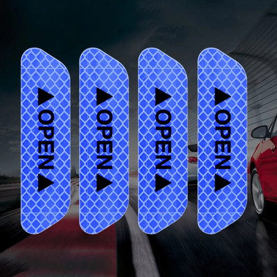 4 vnt / rinkinys automobilio durelių lipdukai Universali juosta, įspėjamasis saugos ženklas ATIDARYTA Aukštą šviesą atspindinti juosta Automatinės vairavimo saugos šviesą atspindinčios juostelės