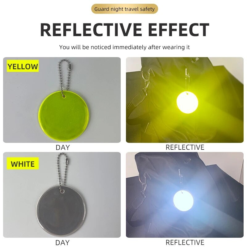Ανακλαστικό κρεμαστό κόσμημα διπλής όψεως Προειδοποίηση ασφαλείας Πεζοπορία Ποδηλασία αντανακλαστή Δώρο Μπρελόκ 600 Ανοιχτό φθορίζον κίτρινο
