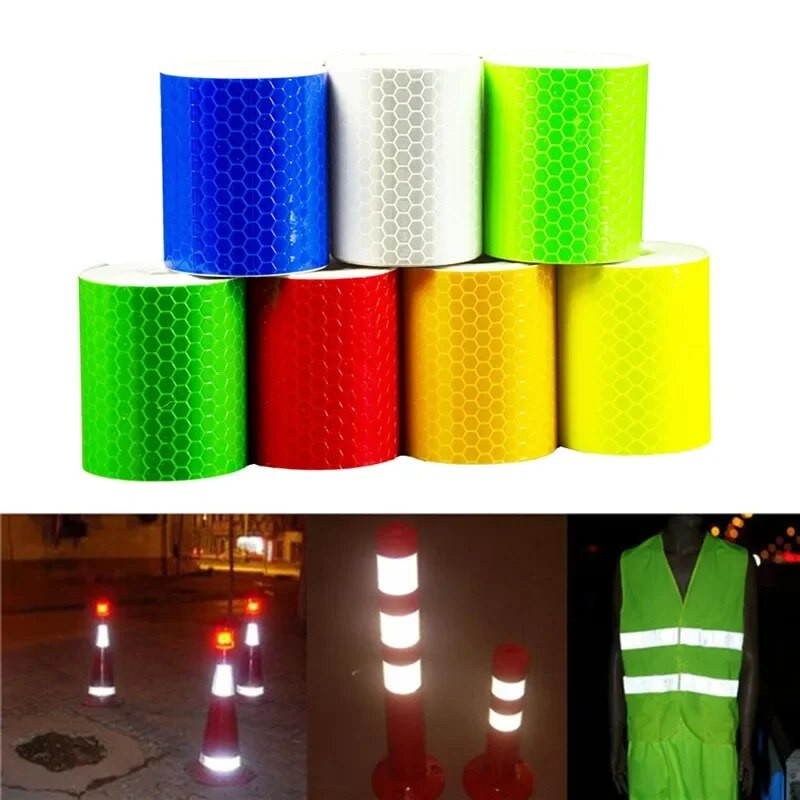 5*100 cm-es autós fényvisszaverő szalag biztonsági figyelmeztetés autódísz matrica fényvisszaverő öntapadó védőszalag motorkerékpár fólia