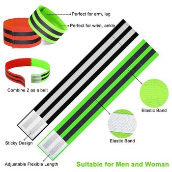 2Pcs Reflective Bands Tape Reflectors για Παιδιά Ελαστικό Περιβραχιόνιο Ιμάντες Ασφαλείας Βραχιόλια Ασφαλείας για Νυχτερινό ποδήλατο τρέξιμο