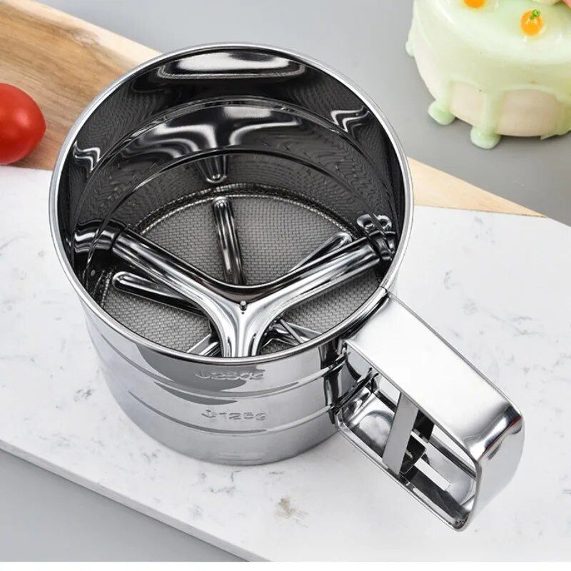 Novo sito za brašno od nehrđajućeg čelika Mrežasto sito za prah Kuhinjski gadget Kolači Ručno prosijano sito za šećer Sito za pečenje Cjedilo