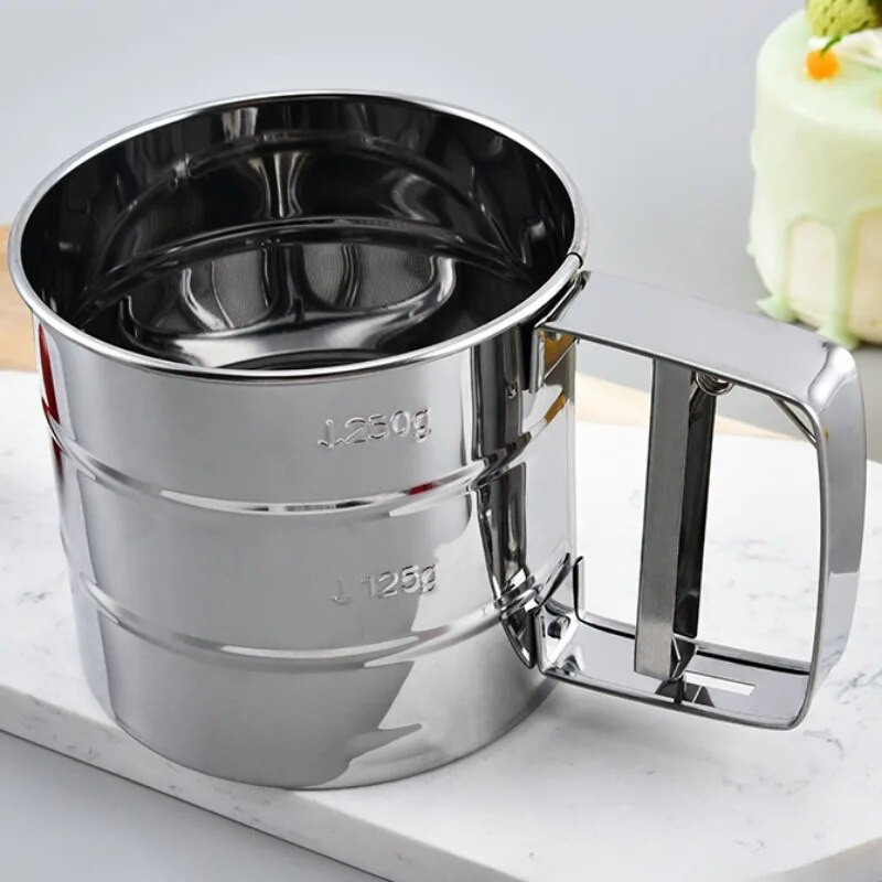 Novo sito za brašno od nehrđajućeg čelika Mrežasto sito za prah Kuhinjski gadget Kolači Ručno prosijano sito za šećer Sito za pečenje Cjedilo