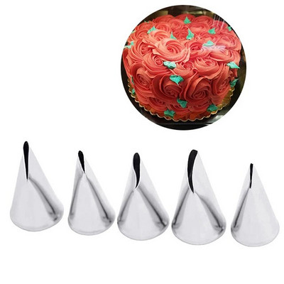 Virág levelek rózsa fúvókák 5 db rozsdamentes acél cukormáz fúvóka tészta tippek krémes tortához Fondant sütéshez díszítő eszközök