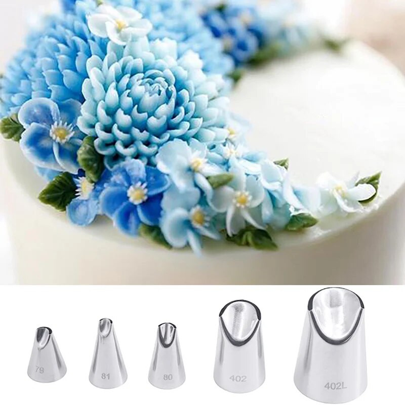 Virág levelek rózsa fúvókák 5 db rozsdamentes acél cukormáz fúvóka tészta tippek krémes tortához Fondant sütéshez díszítő eszközök