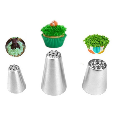 1/3 bucăți set de sfaturi pentru decorare pentru tort, iarbă, cremă, duză, cap de cupcake, unelte pentru decorarea prăjiturii, paie de patiserie, glazură pentru conducte din oțel inoxidabil