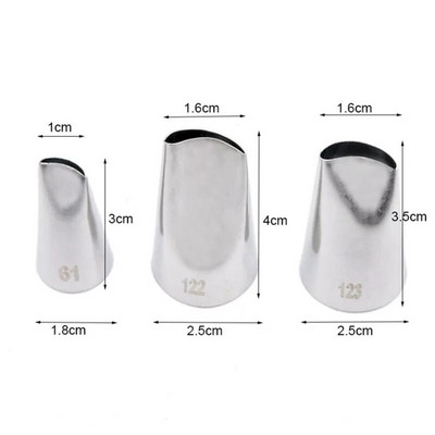 #123 #122 #61 3 tk roostevabast terasest roosi lilleleht DIY glasuur torustiku näpunäited koogikoogikreemi torude otsik koogi kaunistamiseks