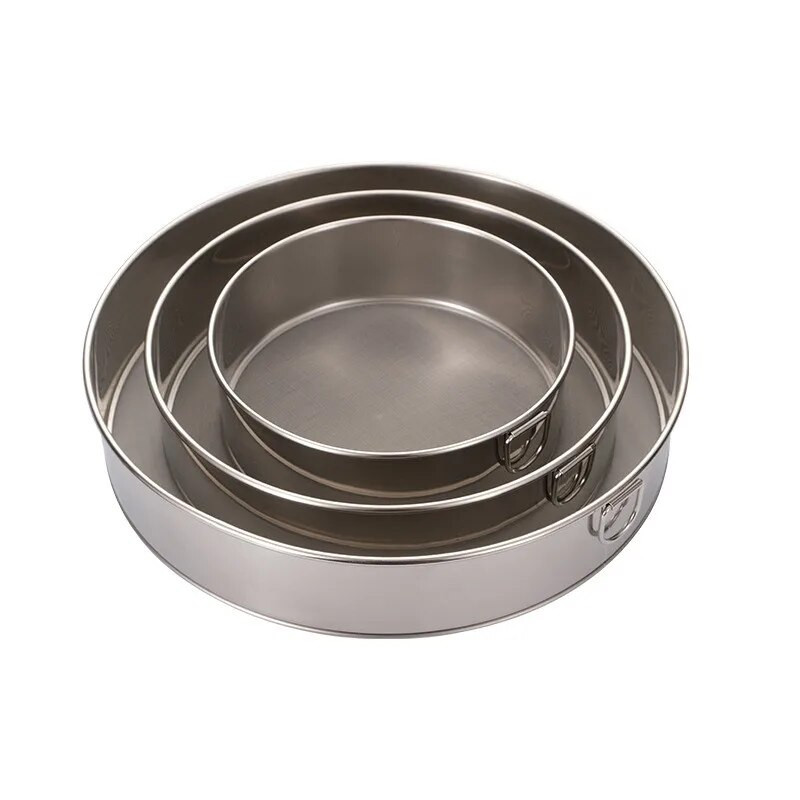 Itin smulkus 60 tinklelio nerūdijančio plieno miltų sietelis, apvalus cukraus, kakavos miltelių sieteliai, kepimo tešlos sietelis Virtuvės priedai