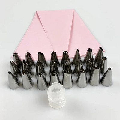 Hot 26Pcs/Set Silikonska vrećica za slastičarstvo Savjeti za kuhinju DIY Icing Piping Cream Vrećice za slastičarstvo za višekratnu upotrebu +24 mlaznice Set Alati za ukrašavanje kolača