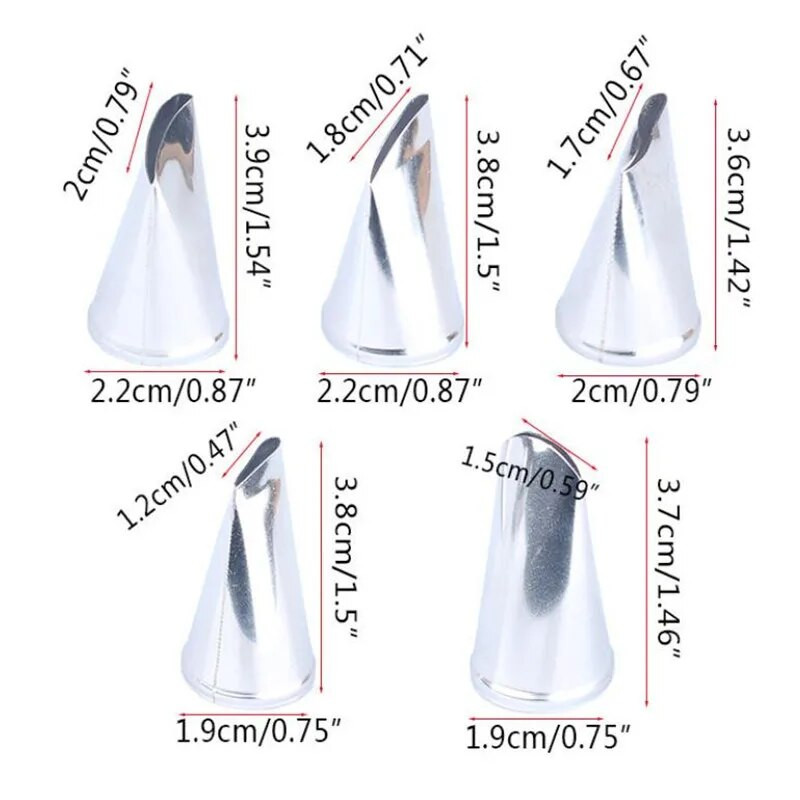 5 komada Metalni vrhovi za kremu od latica ruže Alati za ukrašavanje kolača Čelične cijevi za glazuru Mlaznice Lišće za ukrašavanje kreme za kolače Alat za kolače