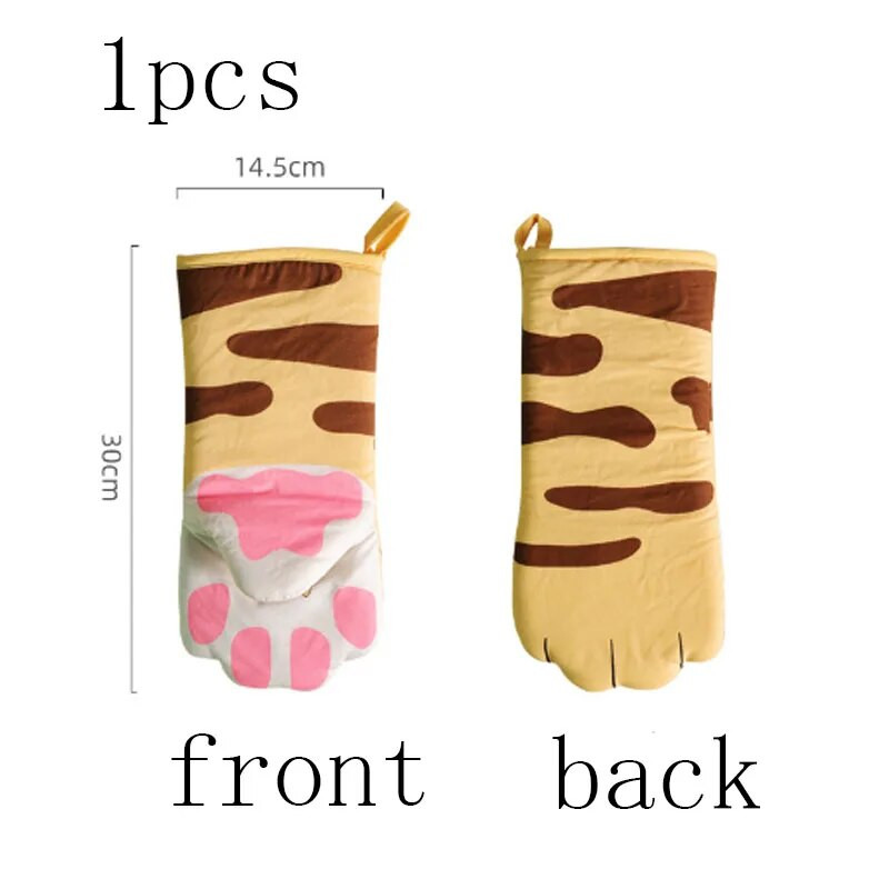Neklizajuće kuhinjske rukavice s mačjim šapama iz crtanih filmova, rukavice za pećnicu, duge pamučne izolacijske rukavice za pečenje, otporne na mikrovalnu pećnicu
