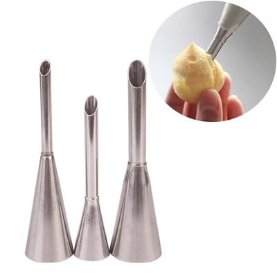 2/3/4 komada mlaznica za lisnate eklere od nehrđajućeg čelika Šprica za kolače Nastavci za cijeđenje kreme Kit za cijeđenje vrhnja Alati za slastičarstvo