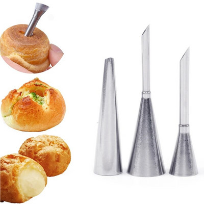 2/3/4 komada mlaznica za lisnate eklere od nehrđajućeg čelika Šprica za kolače Nastavci za cijeđenje kreme Kit za cijeđenje vrhnja Alati za slastičarstvo