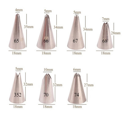 7 kom/lot Set savjeta za ukrašavanje Lišće Krem Metalni mlaznice za cijevi za glazuru od nehrđajućeg čelika Alati za ukrašavanje kolača kolača