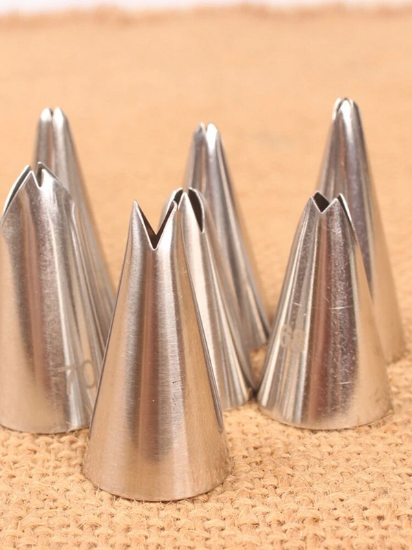 7 kom/lot Set savjeta za ukrašavanje Lišće Krem Metalni mlaznice za cijevi za glazuru od nehrđajućeg čelika Alati za ukrašavanje kolača kolača