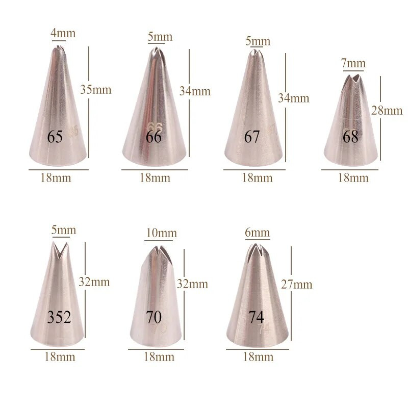 7 kom/lot Set savjeta za ukrašavanje Lišće Krem Metalni mlaznice za cijevi za glazuru od nehrđajućeg čelika Alati za ukrašavanje kolača kolača