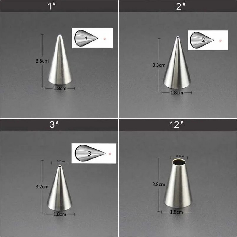 Male mlaznice za ukrašavanje od nehrđajućeg čelika Cijev za glazuru Savjeti za pecivo Fondant Ukrašavanje torte Sugarcraft Alati Posuda za pečenje